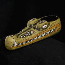 Load image into Gallery viewer, Terrible Tiki Crocodile Mug, Green and Yellow wipe away, Hand Weathered
