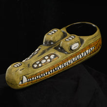Load image into Gallery viewer, Terrible Tiki Crocodile Mug, Green with Orange wipe away, Hand Weathered