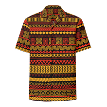 Load image into Gallery viewer, Warm Hued Tiki Striped Unisex button shirt