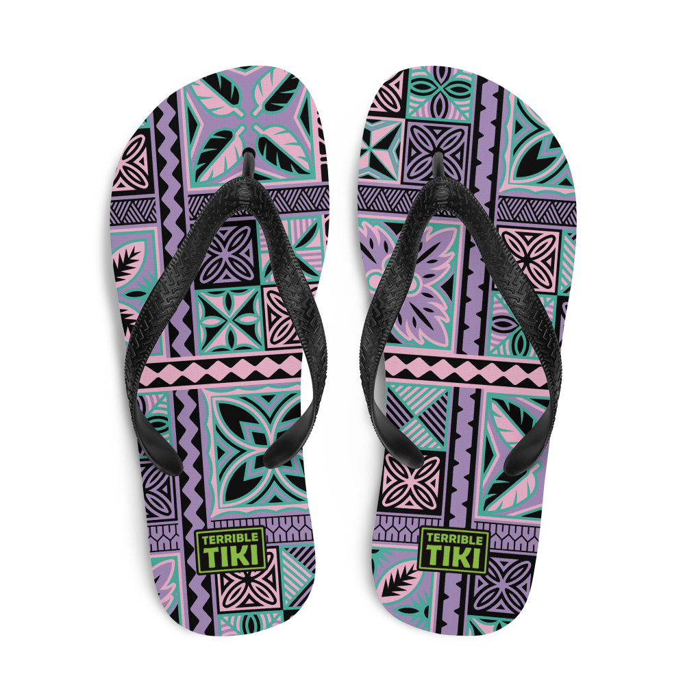 Purple Tiki Squares Flip-Flops – Terrible Tiki
