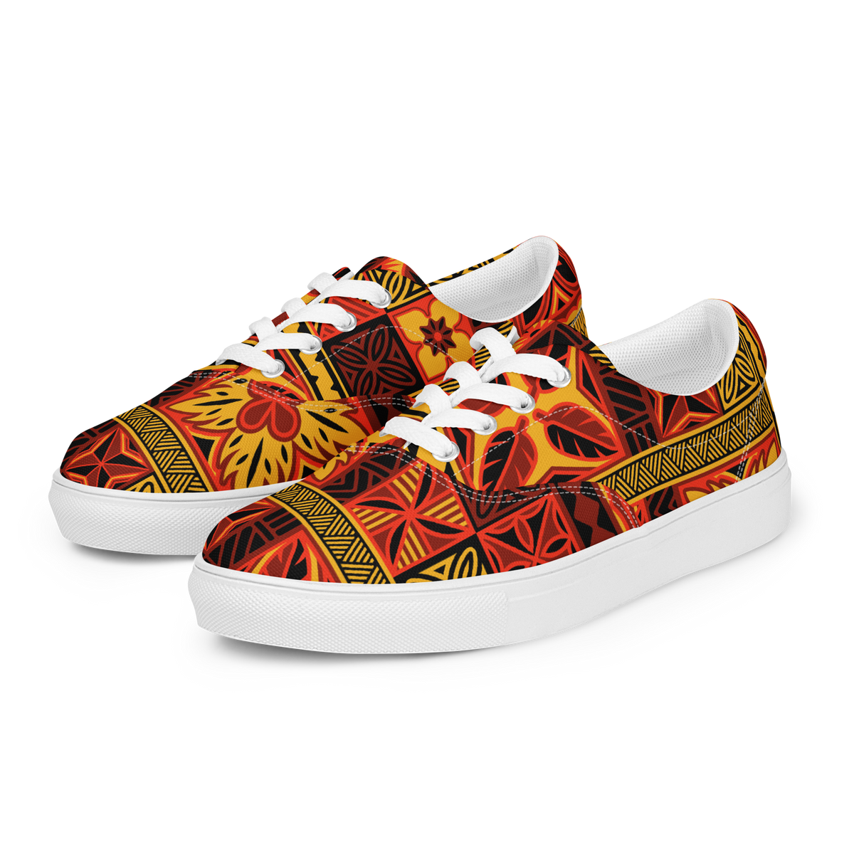 Fiery Tiki Squares Women's lace-up canvas shoes – Terrible Tiki