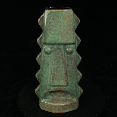 Tall Spiky Tiki Mug, Gloss mottled Green with Black Interior