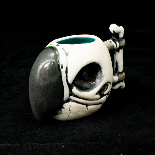 Parrot Skull Tiki Mug, Matte with Teal