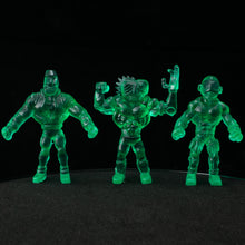 Load image into Gallery viewer, Tiki Melee T.I.K.I. Series 2 figures, Set of 3, Aqua Crystal Green
