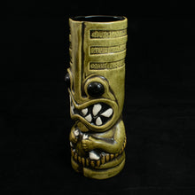 Load image into Gallery viewer, Toothy Tiki Mug, Olive Wipe Away with Black Interior Glaze
