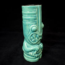 Load image into Gallery viewer, Toothy Tiki Mug, Gloss Translucent Teal Glaze