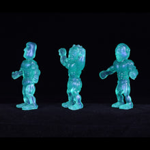 Load image into Gallery viewer, Tiki Melee T.I.K.I. figures One Off, Set of 3, Turquoise Interference Purple