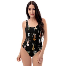 Load image into Gallery viewer, Cephalopod Black One-Piece Swimsuit