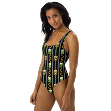 Load image into Gallery viewer, Green Tiki and Bamboo One-Piece Swimsuit