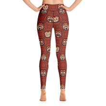 Load image into Gallery viewer, Red Tiki Pattern Yoga Leggings
