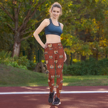 Load image into Gallery viewer, Red Tiki Pattern Yoga Leggings