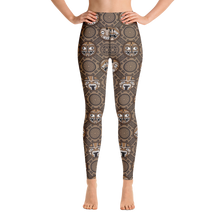 Load image into Gallery viewer, Brown Tiki Pattern Yoga Leggings