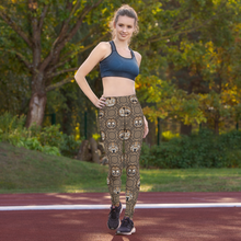 Load image into Gallery viewer, Brown Tiki Pattern Yoga Leggings