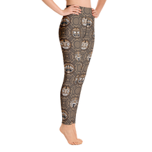 Load image into Gallery viewer, Brown Tiki Pattern Yoga Leggings