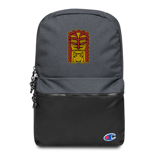 Red and Yellow Tiki Embroidered Champion Backpack