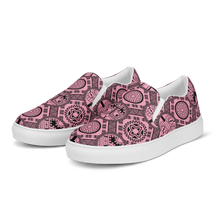 Load image into Gallery viewer, Pink Tiki Tatooed Women’s slip-on canvas shoes