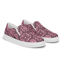 Load image into Gallery viewer, Pink Tiki Tatooed Women’s slip-on canvas shoes