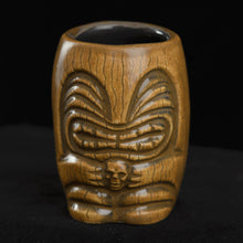 Load image into Gallery viewer, Little Headhunter Tiki Shot Glass, Camel Brown wipe away with Black Interior