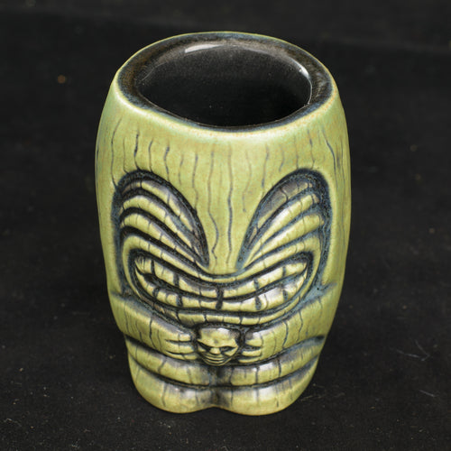 Little Headhunter Tiki Shot Glass, Light Green wipe away with Black Interior