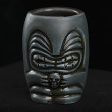 Load image into Gallery viewer, Little Headhunter Tiki Shot Glass, Blue Grey wipe away with Black Interior