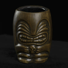 Load image into Gallery viewer, Little Headhunter Tiki Shot Glass, Deep Brown wipe away with Black Interior