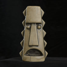 Load image into Gallery viewer, Tall Spiky Tiki Mug, Matte Grey with Pistachio Interior, Hand Details