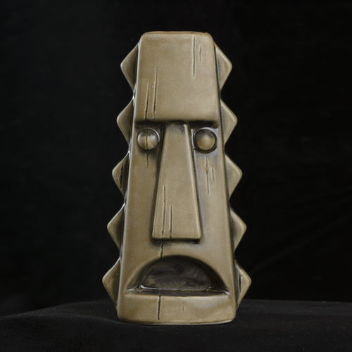 Tall Spiky Tiki Mug, Matte Grey with Pistachio Interior, Hand Details