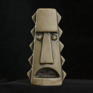 Tall Spiky Tiki Mug, Matte Grey with Pistachio Interior, Hand Details