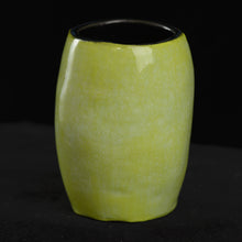 Load image into Gallery viewer, Little Headhunter Tiki Shot Glass, Gloss Lime With Blue Flow with Black Interior