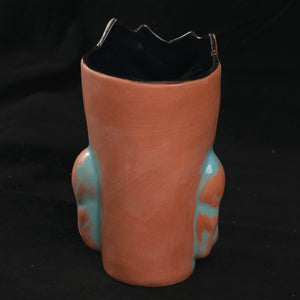 Terrible Tiki Mug, Terracotta with Teal Wipe Away with black Interior
