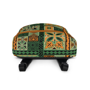 Green Tiki Squares Backpack