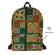 Load image into Gallery viewer, Green Tiki Squares Backpack