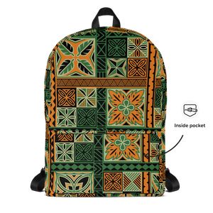 Green Tiki Squares Backpack