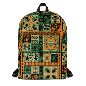 Green Tiki Squares Backpack