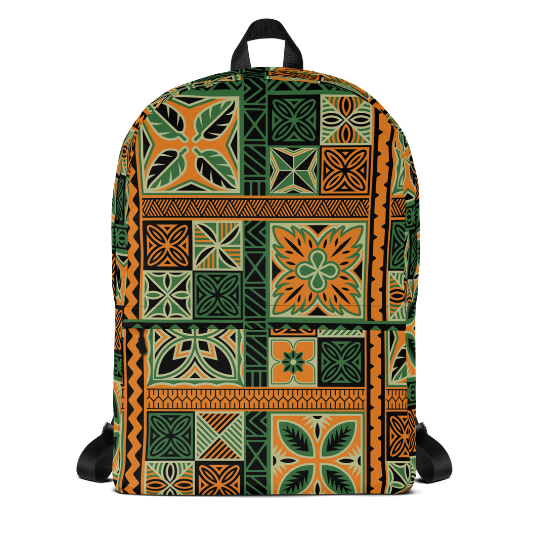 Green Tiki Squares Backpack