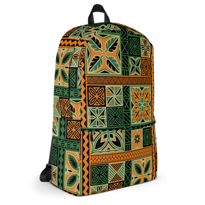 Green Tiki Squares Backpack