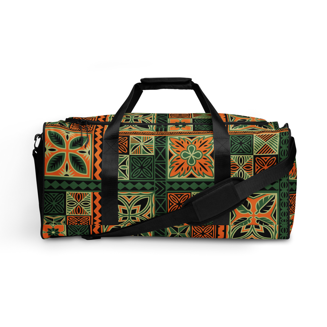 Green Tiki Squares Duffle bag