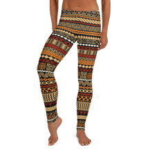 Load image into Gallery viewer, Earth Toned Tiki Striped Leggings