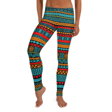 Load image into Gallery viewer, Bright Beach Tiki Striped Leggings