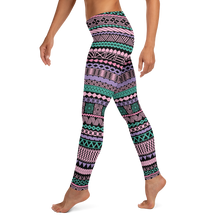 Load image into Gallery viewer, Pink and Teal Tiki Striped Leggings