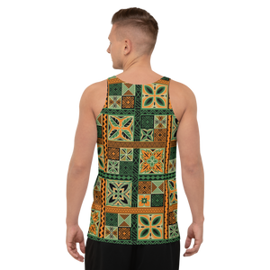 Green Tiki Squares Tank Top