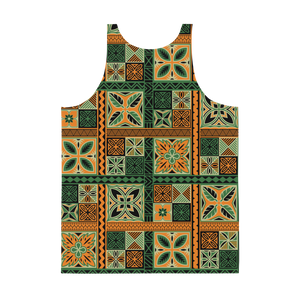 Green Tiki Squares Tank Top