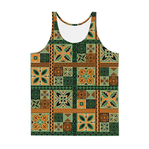 Green Tiki Squares Tank Top