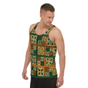 Green Tiki Squares Tank Top