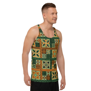 Green Tiki Squares Tank Top