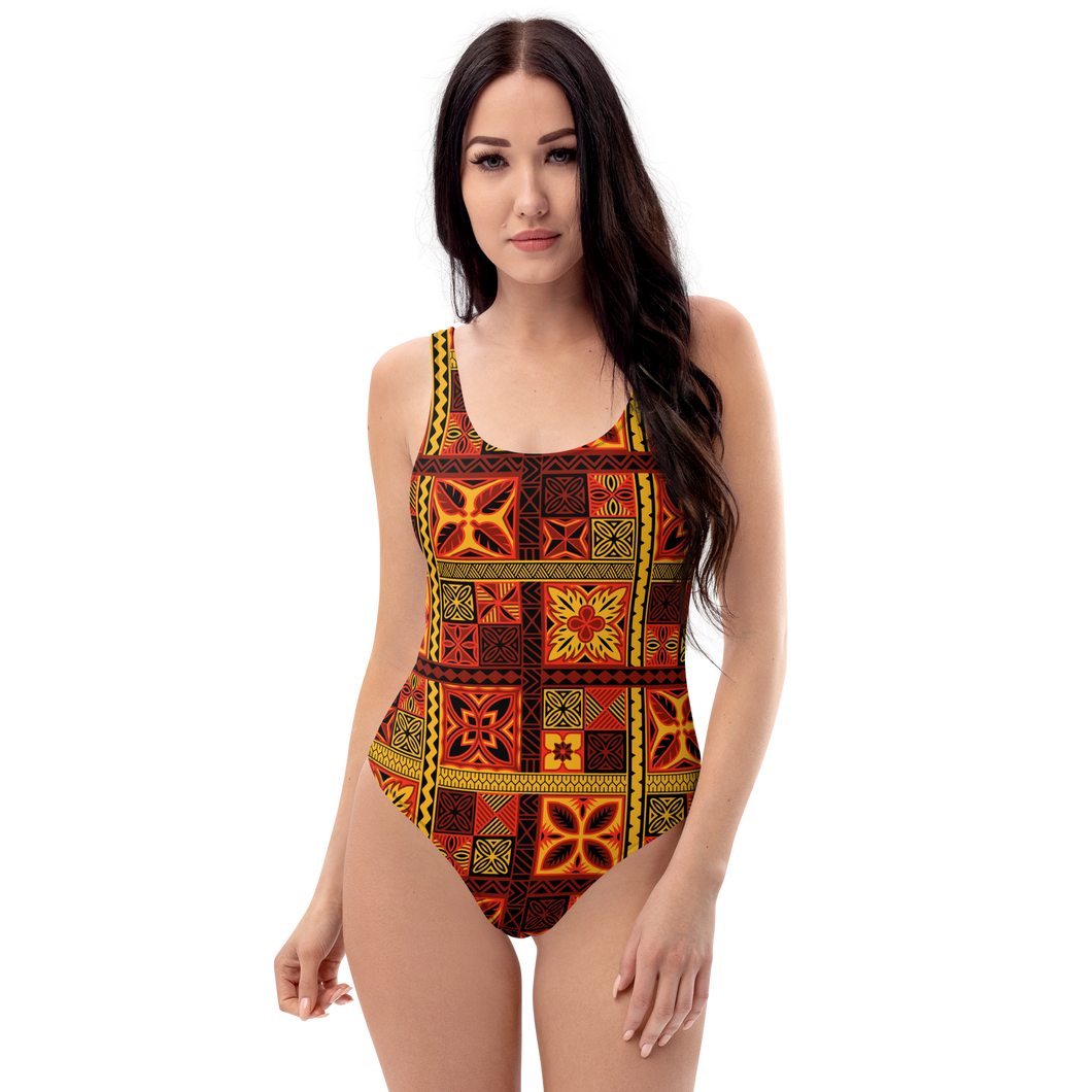 Fiery Tiki Squares One-Piece Swimsuit