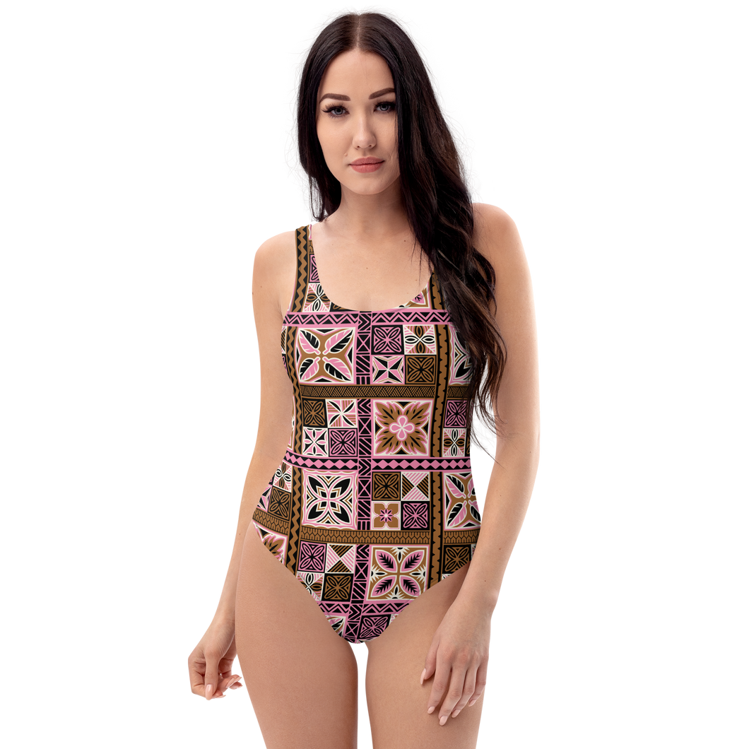 Pink Tiki Squares One-Piece Swimsuit