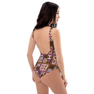 Pink Tiki Squares One-Piece Swimsuit