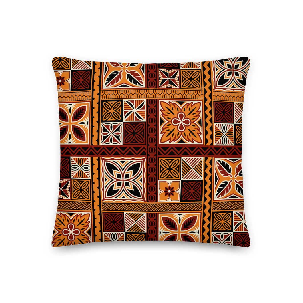 Brown Tiki Squares Premium Pillow