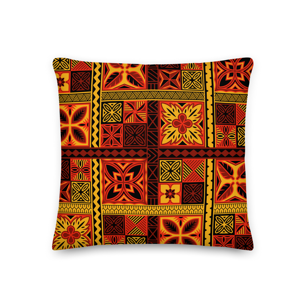 Fiery Tiki Squares Premium Pillow